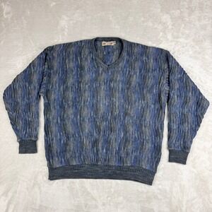 VTG Shenandoah Cooji Style Sweater Mens XL Textured Knit 3D V-Neck Biggie USA